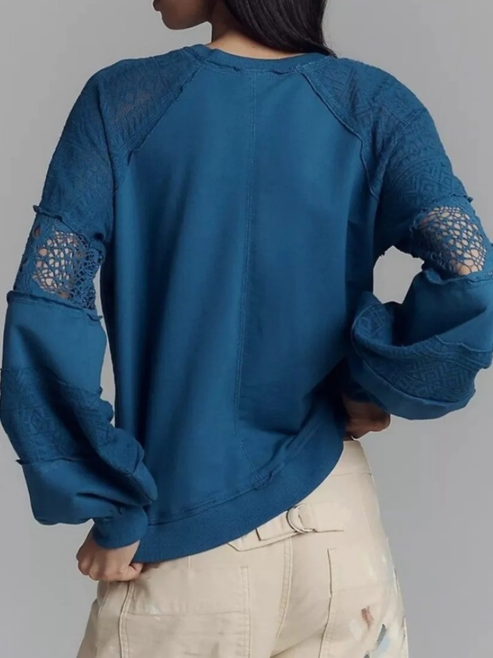 Anthropologie Lace Balloon-Sleeve Top